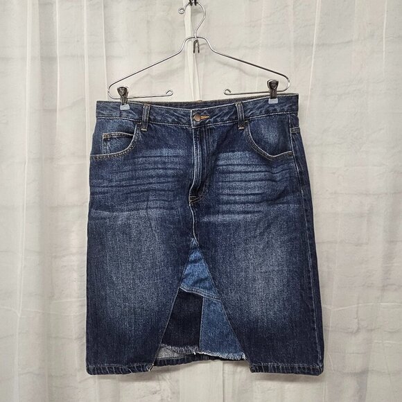 Time and Tru Medium Blue Denim Skirt Patchwork Boho Retro 14 - Picture 12 of 12